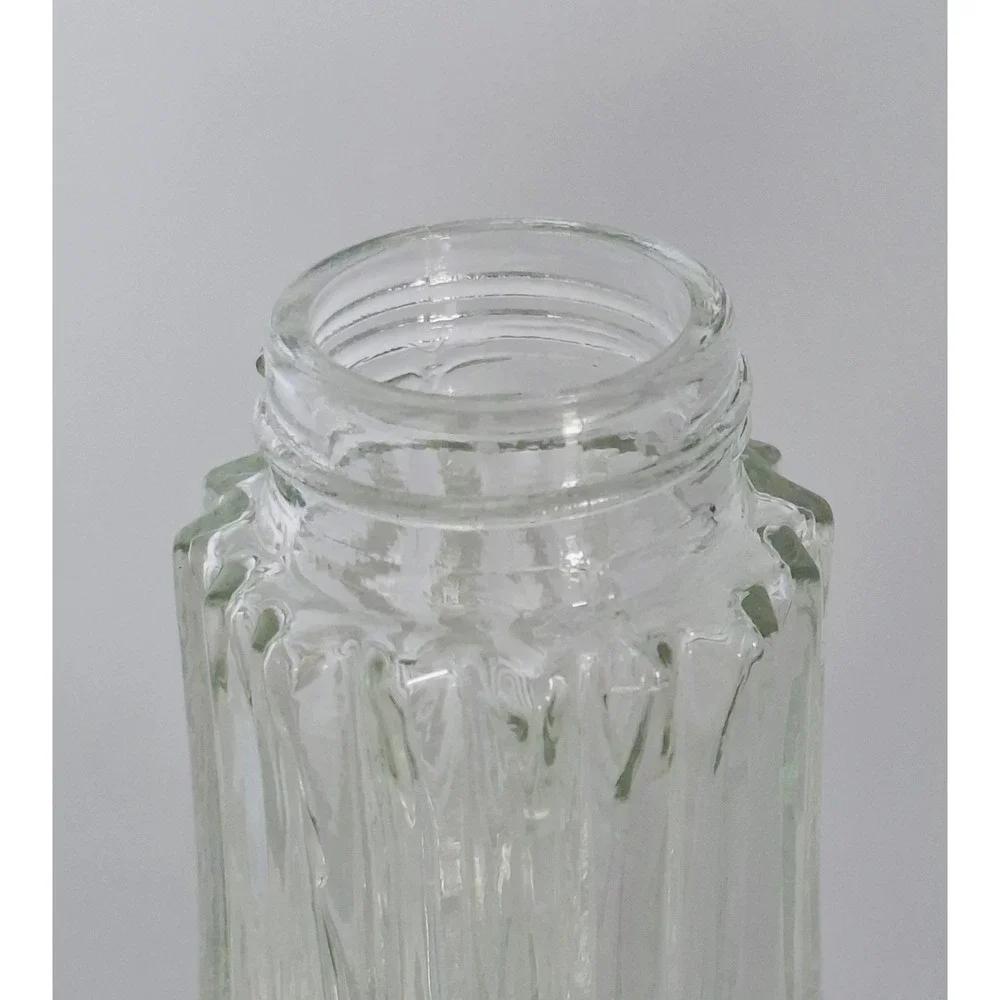 Vintage Hong Kong Glass Salt & Pepper Shakers Silver Tone Tops 6